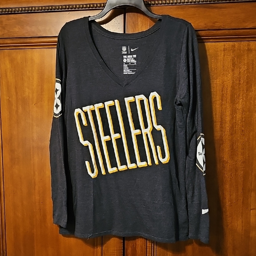 Nike Black and Gold Steelers V-Neck Long Sleeve